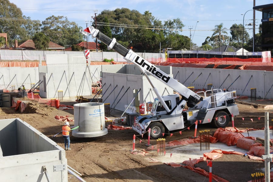 Enviro being craned into pit